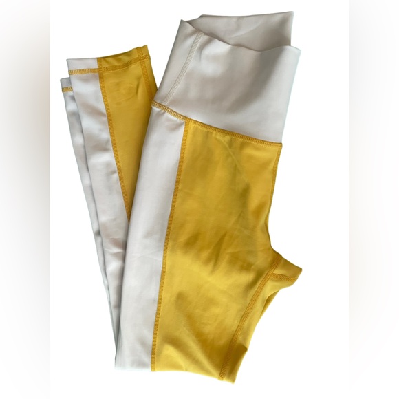 NEW with tags- All Fenix Anthropologie Charlie Yellow/cream 7/8 Legging Small - Picture 13 of 13
